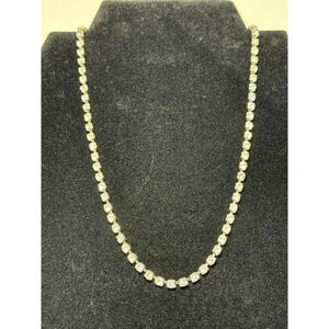 Vintage Rhinestone 16 Inch Necklace Choker Silver Tone Gift Glamorous Regal